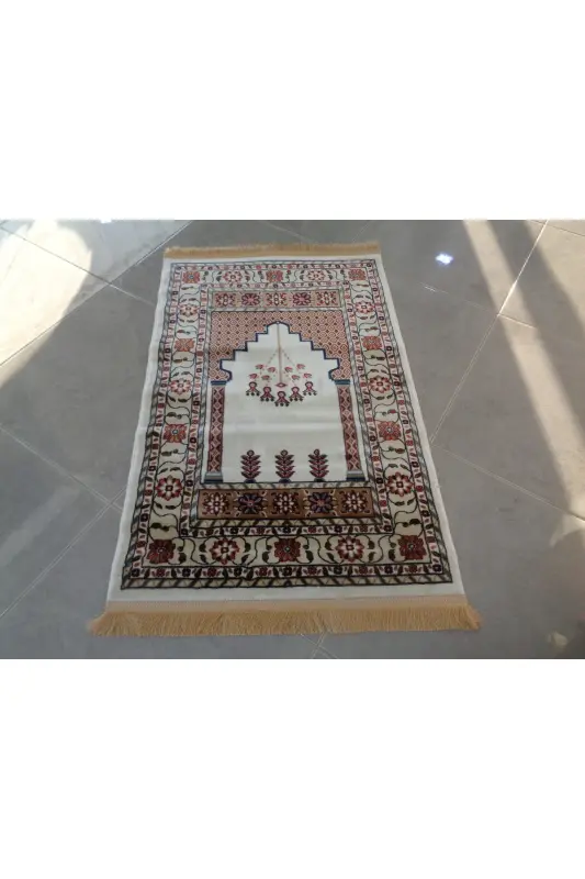 ŞaModazoneerdanoğlu 80x120 Cm Krem, Harika Namazla, İpek Gibi Parlayan Renkli Ve Ultra Yumuşak Dokunuş - 2