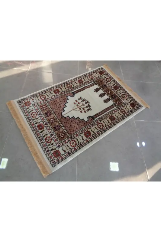 ŞaModazoneerdanoğlu 80x120 Cm Krem, Harika Namazla, İpek Gibi Parlayan Renkli Ve Ultra Yumuşak Dokunuş - 6