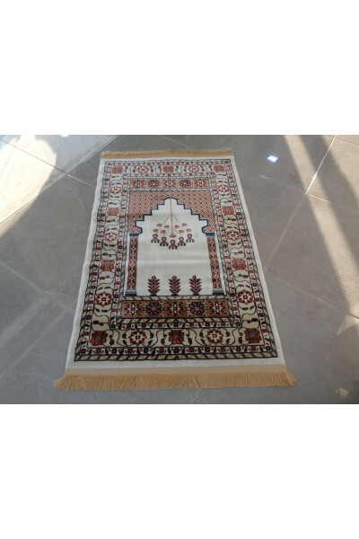 ŞaModazoneerdanoğlu 80x120 Cm Krem, Harika Namazla, İpek Gibi Parlayan Renkli Ve Ultra Yumuşak Dokunuş - Krem - 10
