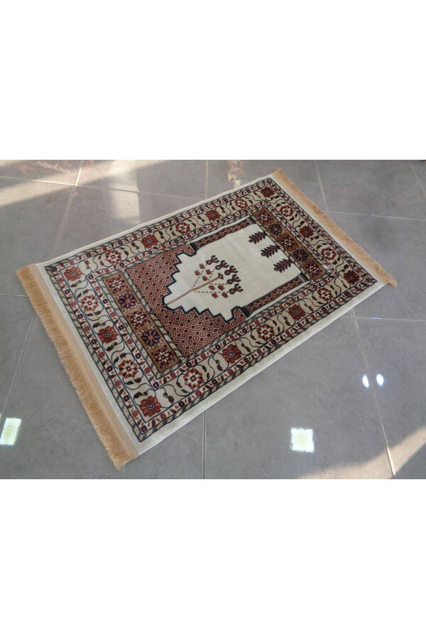 ŞaModazoneerdanoğlu 80x120 Cm Krem, Harika Namazla, İpek Gibi Parlayan Renkli Ve Ultra Yumuşak Dokunuş - Krem - 14