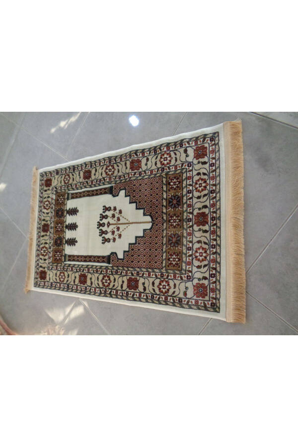 ŞaModazoneerdanoğlu 80x120 Cm Krem, Harika Namazla, İpek Gibi Parlayan Renkli Ve Ultra Yumuşak Dokunuş - Krem - 15