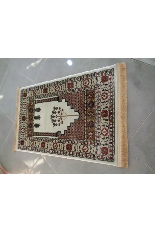 ŞaModazoneerdanoğlu 80x120 Cm Krem, Harika Namazla, İpek Gibi Parlayan Renkli Ve Ultra Yumuşak Dokunuş - Krem - 7
