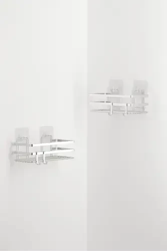 Самоклеящаяся Полка для ванной с крючками 2 шт Silver St281h-Gray - 3