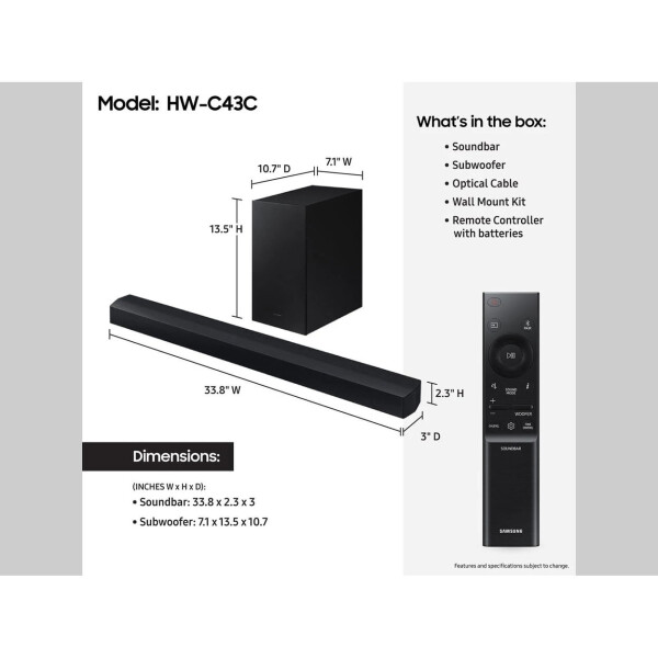 Samsung 2.1 Kanal Kablosuz Subwoofer'lı ve Dolby Audio'lu Sound Bar, HW-C43C - 5