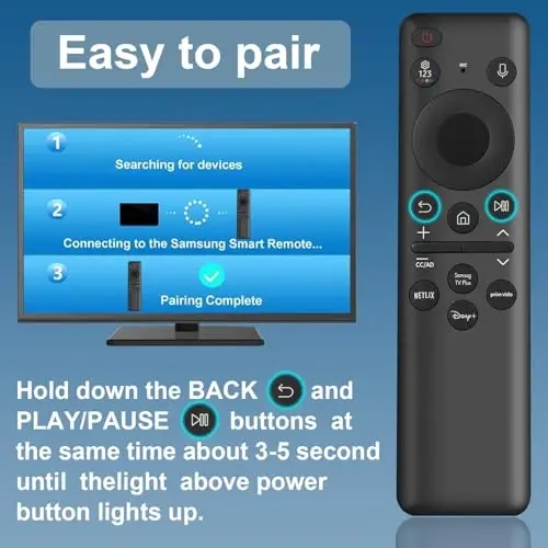 Rechargeable Voice Remote for Samsung Smart TV Remote, BN59-01432A Remote Replacement for Samsung OLED Neo QLED Crystal UHD Frame Solar 4K 8K Smart TVs VG-TM2360E - 4