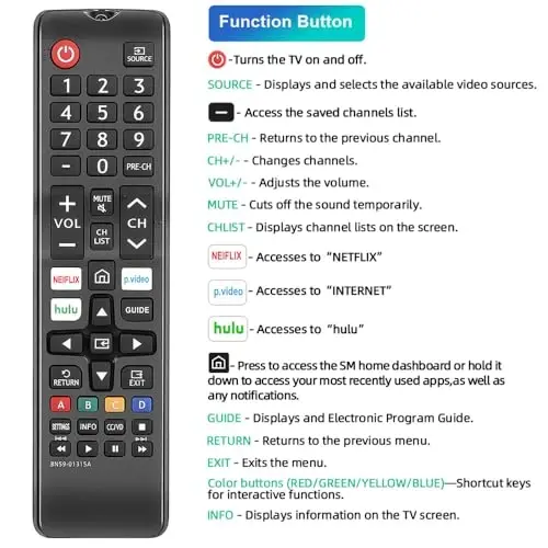 for Samsung-Smart-TV-Remote-Replacement, Universal for All Samsung TVs (BN59-01315A) - 3