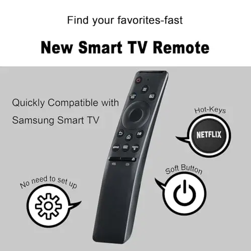 New Universal Remote Replacement for Samsung Smart TV remotes LCD LED UHD QLED TVs, with 3 Hotkeys Buttons - 3