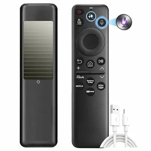 Replacement Solarcell Remote for Samsung Smart TV Remote w/AI YouTube | Rechargeable, Solar Powered, Self-Charging, Voice Control, Bluetooth, 2026-2020, VG-TM2560EN, TM2360 - 1