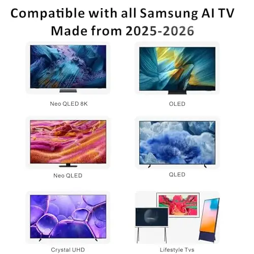 Replacement Solarcell Remote for Samsung Smart TV Remote w/AI YouTube | Rechargeable, Solar Powered, Self-Charging, Voice Control, Bluetooth, 2026-2020, VG-TM2560EN, TM2360 - 2