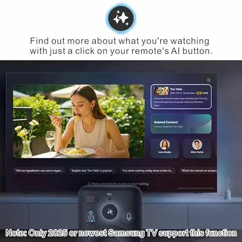Replacement Solarcell Remote for Samsung Smart TV Remote w/AI YouTube | Rechargeable, Solar Powered, Self-Charging, Voice Control, Bluetooth, 2026-2020, VG-TM2560EN, TM2360 - 5