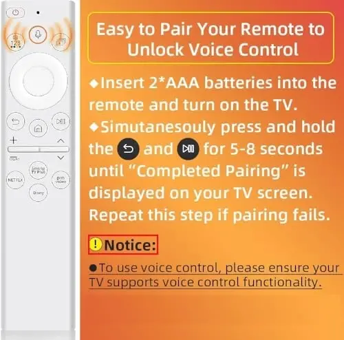 for Samsung Frame TV Remote, for 2018-2024 Samsung Remote Control for Smart TV with Voice Control. No Solarcell. 2-Year Warranty. - 5