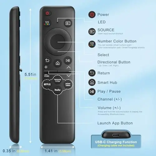 Samsung-Frame-TV-Remote uchun o'zgartirilgan masofadan boshqarish pulti, Samsung Smart QHD Crystal UHD Neo QLED OLED 4K 8K Series Smart televizorlari uchun, ovozsiz funksiyasiz - 6