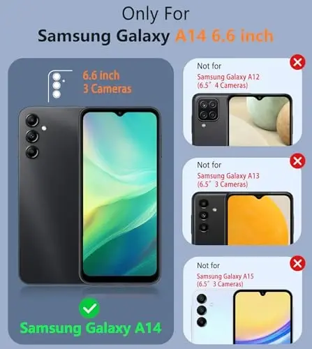 FNTCASE for Galaxy A14-5G Phone Case: Samsung A14 5G Military Grade Drop Protection, 14ft Drop Tested, Screen Protector Included, Anti-Slip Matte Textured, TPU+PC Dual Layer Shockproof Cover (Blue) - 3