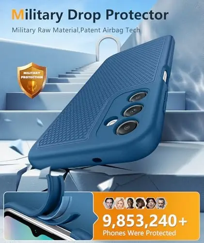 FNTCASE for Galaxy A14-5G Phone Case: Samsung A14 5G Military Grade Drop Protection, 14ft Drop Tested, Screen Protector Included, Anti-Slip Matte Textured, TPU+PC Dual Layer Shockproof Cover (Blue) - 4