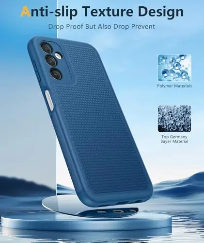 FNTCASE for Galaxy A14-5G Phone Case: Samsung A14 5G Military Grade Drop Protection, 14ft Drop Tested, Screen Protector Included, Anti-Slip Matte Textured, TPU+PC Dual Layer Shockproof Cover (Blue) - 5