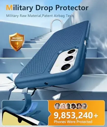 FNTCASE for Samsung Galaxy A15-5G Case: Dual Layer Protective Heavy Duty Cell Phone Cover Shockproof Rugged with Non Slip Textured Back - Military Protection Bumper Tough - 2024, 6.5inch Blue - 4