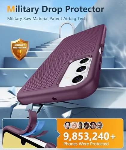 FNTCASE for Galaxy A15-5G Phone Case - Samsung A15 5G Military Grade Drop Protection, 14ft Drop Tested, Screen Protector Included, Anti-Slip Textured, TPU+PC Dual Layer Shockproof Cover (Burgundy) - 4