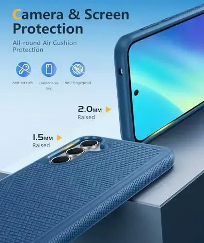 FNTCASE for Samsung Galaxy A35-5G Case: Dual Layer Protective Heavy Duty Cell Phone Cover Shockproof Rugged with Non Slip Textured Back - Military Protection Bumper Tough - 2024, 6.6 inch Blue - 6