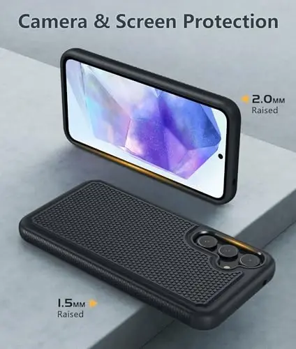 FNTCASE for Samsung Galaxy A35-5G Case: A55-5G Dual Layer Protective Heavy Duty Cell Phone Cover Shockproof Rugged with Non Slip Textured Back - Military Protection Bumper Tough - 2024, 6.6 inch - 6