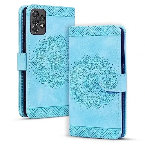 Rosbtib Flip Case for Samsung Galaxy A52 6.5 Inch Cover, Vintage Premium PU Leather Wallet Phone Case with Mandala Embossed Design Cover for Galaxy A52 6.5