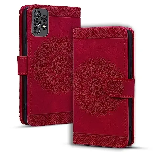 Rosbtib Flip Case for Samsung Galaxy A53 6.5 Inch Cover, Durable PU Leather Mandala Embossed Case with Magnetic Clasp Wallet Phone Cover for Galaxy A53 6.5
