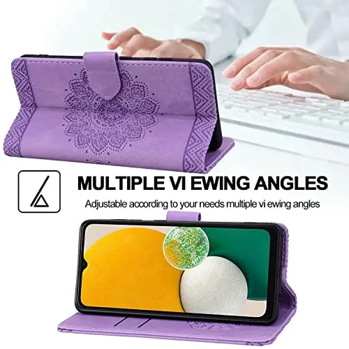 Rosbtib Flip Case for Samsung Galaxy A53 6.5 Inch Cover, Durable PU Leather Mandala Embossed Case with Magnetic Clasp Wallet Phone Cover for Galaxy A53 6.5