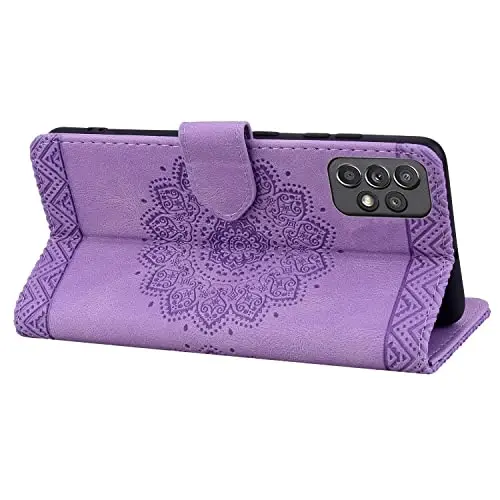 Rosbtib Flip Case for Samsung Galaxy A53 6.5 Inch Cover, Durable PU Leather Mandala Embossed Case with Magnetic Clasp Wallet Phone Cover for Galaxy A53 6.5