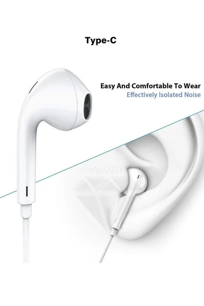 Samsung Galaxy A53 Uymlu Type-c Çıkışlı Mikrofonlu Hd Ses Kablolu Kulaklık - EKALITEM (1)