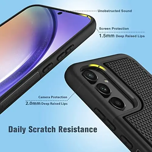 FNTCASE for Galaxy A54-5G Phone Case: Samsung A54 5G Military Grade Drop Protection, 14ft Drop Tested, Screen Protector Included, Anti-Slip Matte Textured, TPU+PC Dual Layer Shockproof Cover (Black) - 4