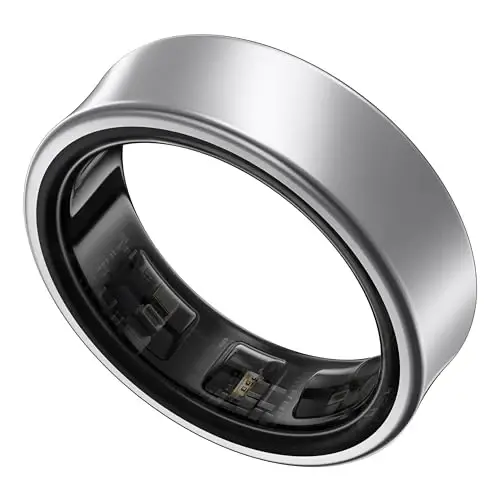 SAMSUNG Galaxy Ring, AI Smart Ring, O'lchamni aniqlash uchun to'plam bilan birga, Obuna shart emas, Fitnes monitor, Uyqu kuzatuvchi, 7 kungacha batareya, 7-o'lcham, Titan kumush [AQSh versiyasi, 1 yillik ishlab chiqaruvchi kafolati] - 1