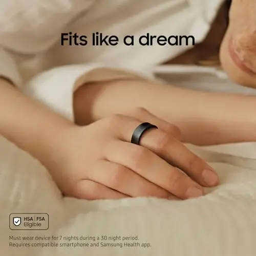 SAMSUNG Galaxy Ring, AI Smart Ring, O'lchamni aniqlash uchun to'plam bilan birga, Obuna to'lovi yo'q, Fitness monitori, Uyqu kuzatuvchisi, 7 kungacha batareya, 13-o'lcham, Titan oltin [AQSh versiyasi, 1 yillik ishlab chiqaruvchi kafolati] - SAMSUNG (1)