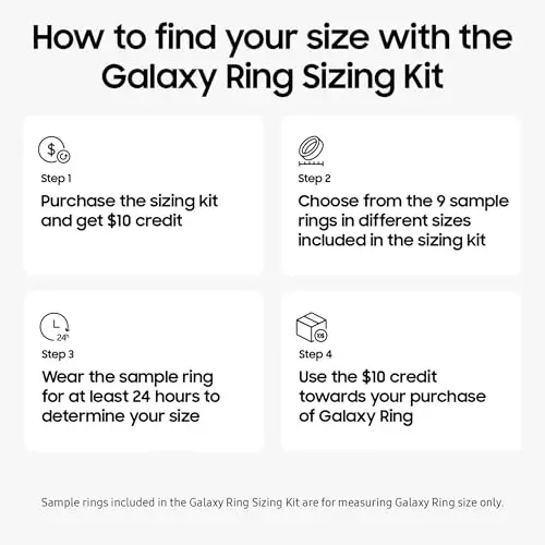 SAMSUNG Galaxy Ring, AI Smart Ring, O'lchamni aniqlash uchun to'plam bilan birinchi, Ilova obunasi yo'q, Fitness monitoringi, Uyquni kuzatuvchi, 7 kungacha batareya, 10-o'lcham, Titan qora [AQSh versiyasi, 1 yillik ishlab chiqaruvchi kafolati] - SAMSUNG (1)