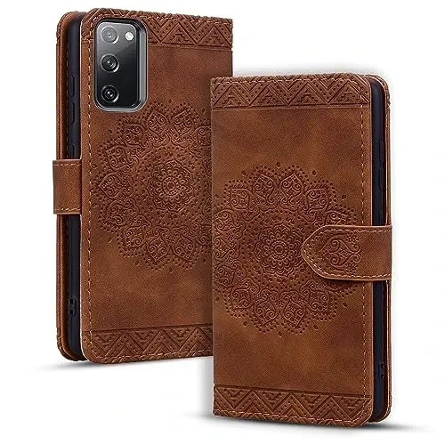Rosbtib Flip Case for Samsung Galaxy S20 6.2 Inch Cover, Vintage Premium PU Leather Wallet Phone Case with Mandala Embossed Design Cover for Galaxy S20 6.2