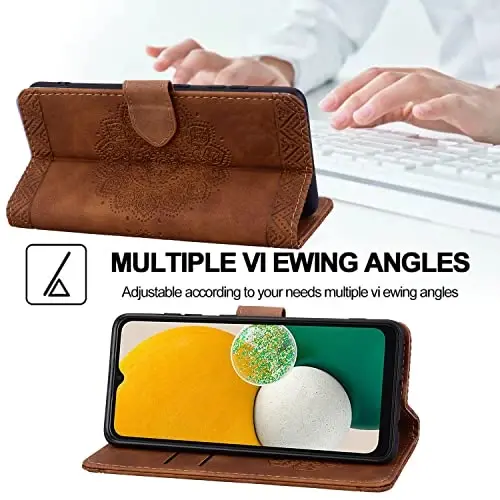 Samsung Galaxy S21 6.2 dyuymli Rosbtib Flip Case uchun qopqoq, chidamli PU teri Mandala naqshli magnit qisqichli hamyon Galaxy S21 6.2