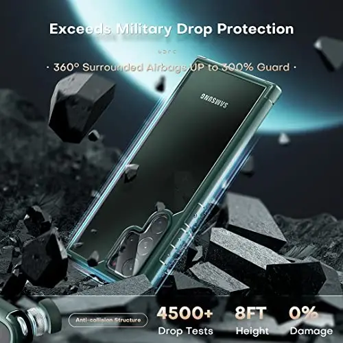 Samsung Galaxy S22 Ultra Kılıf için TOCOL, Yarı Saydam Mat Sert Arka [Askeri Sınıf Darbeye Dayanıklı] [Çizilmez ve Parmak İzi Önleyici] İnce Uyumlu Koruyucu Kılıf Galaxy S22 Ultra Kılıf 6,8'', Yeşil - 3