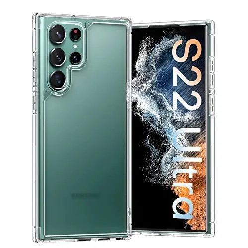 Samsung Galaxy S22 Ultra Kılıfı için TOCOL, Yarı Saydam Mat Sert Arka [Askeri Sınıf Darbeye Dayanıklı] [Çizilmez ve Parmak İzi Önleyici] Galaxy S22 Ultra 6.8'' Kılıf için İnce Kesim Koruyucu Kapak, Şeffaf 