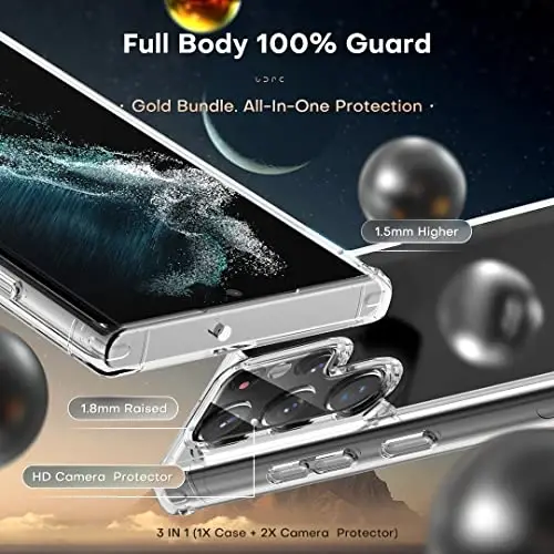 Samsung Galaxy S22 Ultra Kılıfı için TOCOL, Yarı Saydam Mat Sert Arka [Askeri Sınıf Darbeye Dayanıklı] [Çizilmez ve Parmak İzi Önleyici] Galaxy S22 Ultra 6.8'' Kılıf için İnce Kesim Koruyucu Kapak, Şeffaf - 4