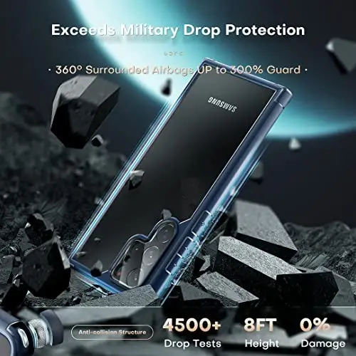 Samsung Galaxy S22 Ultra Kılıfı için TOCOL, Yarı Saydam Mat Sert Arka [Askeri Sınıf Darbeye Dayanıklı] [Çizilmez ve Parmak İzi Önleyici] İnce Kesim Koruyucu Kılıf Galaxy S22 Ultra Kılıf 6.8'', Lacivert - 3