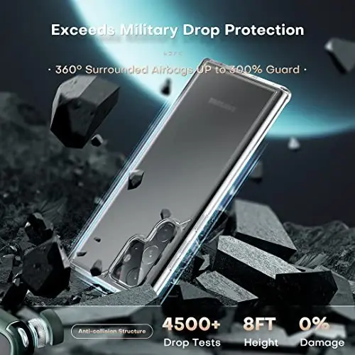Samsung Galaxy S22 Ultra uchun TOCOL g‘ilofi, shaffof matli qattiq orqa qism [Harbiy darajadagi zarbalarga chidamli] [Tirnalishga va barmoq izlariga qarshi] Galaxy S22 Ultra 6.8 dyuym uchun ingichka himoya g‘ilofi, tiniq - 3