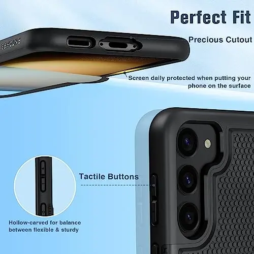 FNTCASE for Samsung Galaxy S23 Case: Dual Layer Heavy Duty Cell Phone Protective Cover Shockproof Rugged with Non-Slip Textured - Military Drop Protection Bumper Tough - 2023, 6.1inch Black 