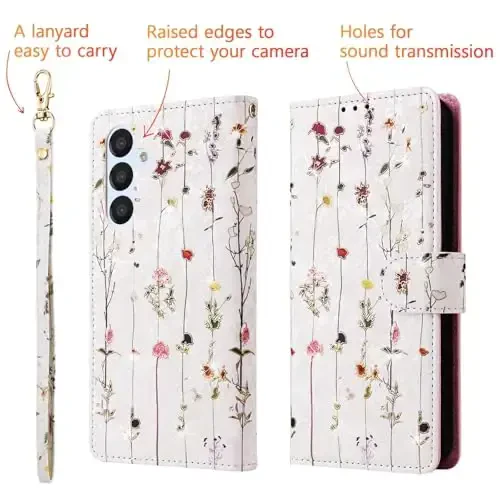 UEEBAI Wallet Case for Samsung Galaxy S23 Plus 5G, PU Leather Phone Case Kickstand RFID Blocking Flip Case with Card Slots Wrist Strap Relief Engraved Pattern Magnetic Closure Folio Case - Vine - 5