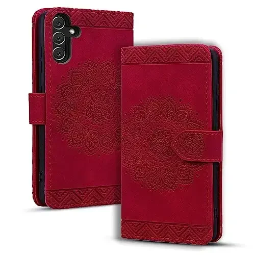 Rosbtib Flip Case for Samsung Galaxy S23 Plus 6.6 Inch Cover, Vintage Premium PU Leather Wallet Phone Case with Mandala Embossed Design Cover for Samsung Galaxy S23+ 6.6