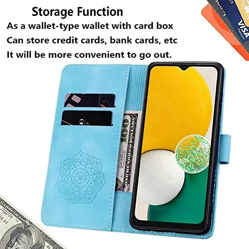 Rosbtib Flip Case for Samsung Galaxy S23 Ultra 6.8 Inch Cover, Durable PU Leather Shockproof Case with Magnetic Clasp Wallet Phone Cover for Galaxy S23 Ultra - Mandala Blue - 4