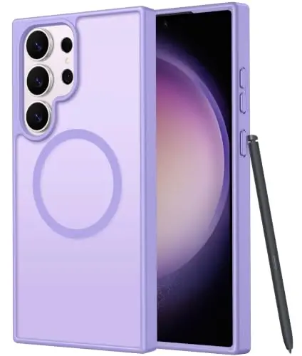 FNTCASE for Samsung Galaxy S23 Ultra Case, Compatible with Magsafe | Translucent Matte Magnetic Back, 14FT Military Grade Drop Protection, Shockproof Protective Phone Cover 
