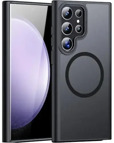 JAME for Samsung Galaxy S23 Ultra Case, Compatible with Magsafe, Transparent Matte Slim Cover Military-Grade Protection for Galaxy S23 Ultra PhoneCase, Black - JAME