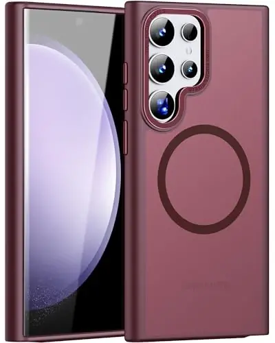 JAME for Samsung Galaxy S23 Ultra Case, Compatible with Magsafe, Transparent Matte Slim Cover Military-Grade Protection for Galaxy S23 Ultra PhoneCase, Matte Red - 1