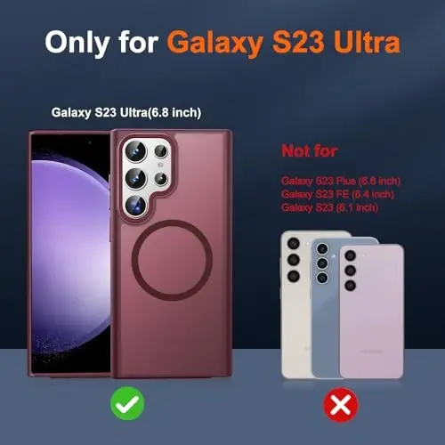 JAME for Samsung Galaxy S23 Ultra Case, Compatible with Magsafe, Transparent Matte Slim Cover Military-Grade Protection for Galaxy S23 Ultra PhoneCase, Matte Red - 2