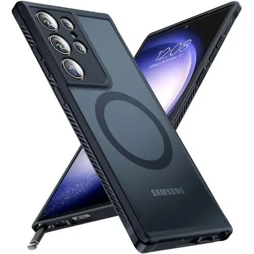 Samsung Galaxy S23 Ultra uchun TOCOL 3 tasi 1 da magnitli g'ilof, [Kamera uchun to'liq himoya], 2 ta yumshoq ekran himoyachisi bilan [Harbiy darajadagi himoya], S23 Ultra 6.8