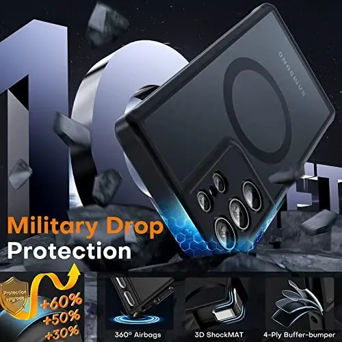 Samsung Galaxy S23 Ultra uchun TOCOL 3 tasi 1 da magnitli g'ilof, [Kamera uchun to'liq himoya], 2 ta yumshoq ekran himoyachisi bilan [Harbiy darajadagi himoya], S23 Ultra 6.8