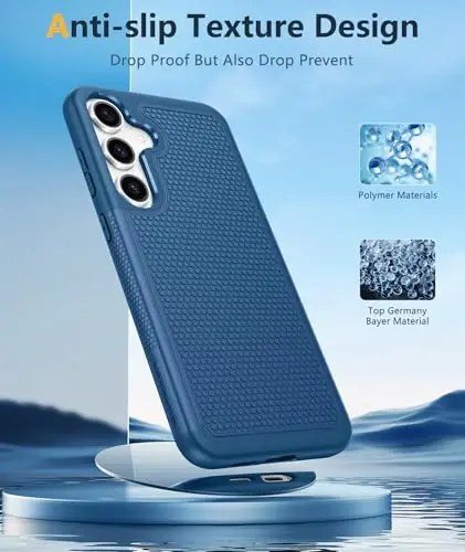 FNTCASE for Samsung Galaxy S24 Case: Dual Layer Heavy Duty Cell Phone Protective Cover Shockproof Rugged with Non-Slip Textured - Military Drop Protection Bumper Tough - 2024, 6.2inch Blue - 5